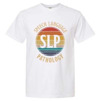 Cute Speech Therapist Gift Slp Speech Retro Vintage Sunset Gift Garment-Dyed Heavyweight T-Shirt