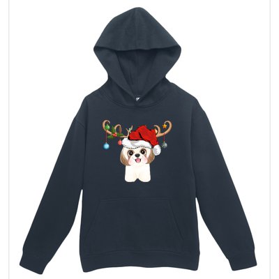 Cute Shih Tzu Xmas Gift Lighting Reindeer Shih Tzu Christmas Gift Urban Pullover Hoodie