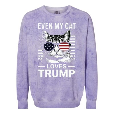 Cat Sunglasses Usa Flag Even My Cat Loves Trump Colorblast Crewneck Sweatshirt