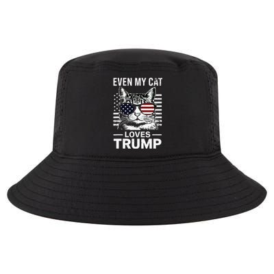 Cat Sunglasses Usa Flag Even My Cat Loves Trump Cool Comfort Performance Bucket Hat