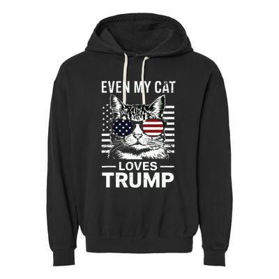 Cat Sunglasses Usa Flag Even My Cat Loves Trump Garment-Dyed Fleece Hoodie