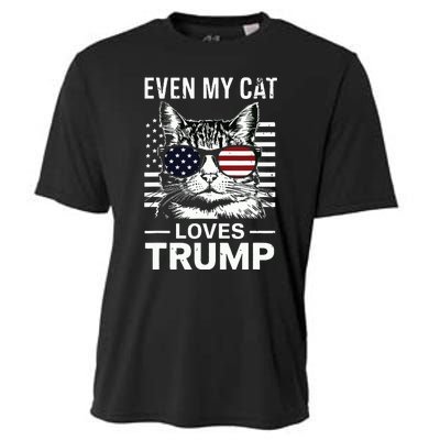 Cat Sunglasses Usa Flag Even My Cat Loves Trump Cooling Performance Crew T-Shirt