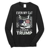 Cat Sunglasses Usa Flag Even My Cat Loves Trump Long Sleeve Shirt