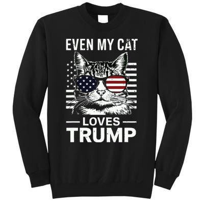 Cat Sunglasses Usa Flag Even My Cat Loves Trump Sweatshirt