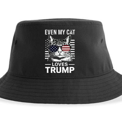 Cat Sunglasses Usa Flag Even My Cat Loves Trump Sustainable Bucket Hat