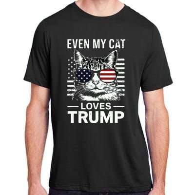 Cat Sunglasses Usa Flag Even My Cat Loves Trump Adult ChromaSoft Performance T-Shirt