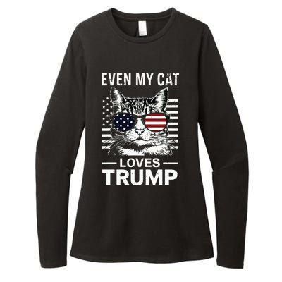 Cat Sunglasses Usa Flag Even My Cat Loves Trump Womens CVC Long Sleeve Shirt