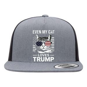 Cat Sunglasses Usa Flag Even My Cat Loves Trump Flat Bill Trucker Hat