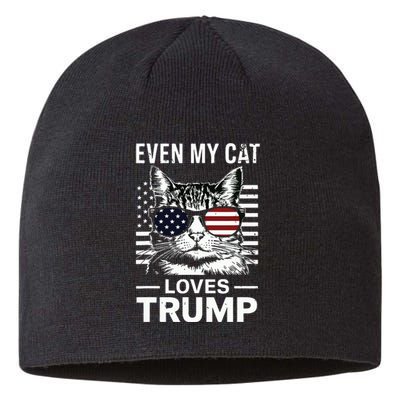 Cat Sunglasses Usa Flag Even My Cat Loves Trump Sustainable Beanie