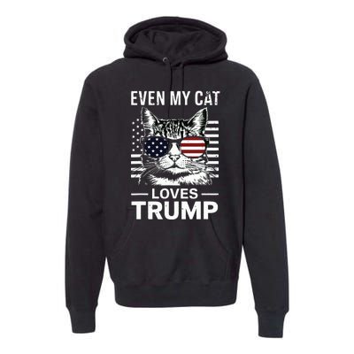 Cat Sunglasses Usa Flag Even My Cat Loves Trump Premium Hoodie