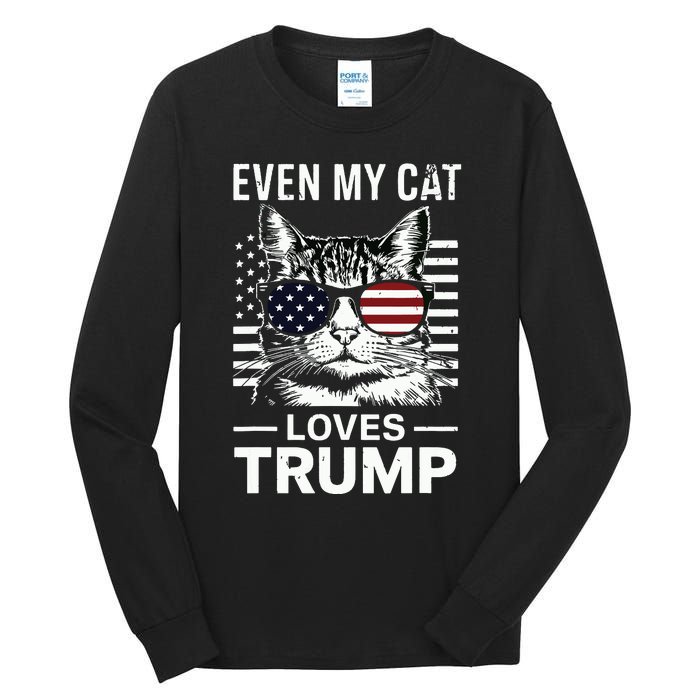 Cat Sunglasses Usa Flag Even My Cat Loves Trump Tall Long Sleeve T-Shirt