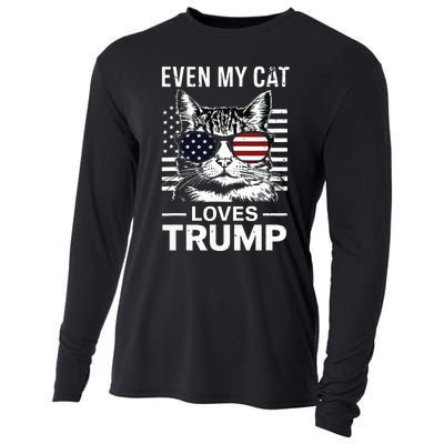 Cat Sunglasses Usa Flag Even My Cat Loves Trump Cooling Performance Long Sleeve Crew