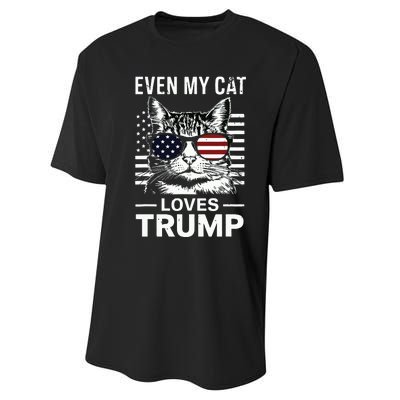 Cat Sunglasses Usa Flag Even My Cat Loves Trump Performance Sprint T-Shirt