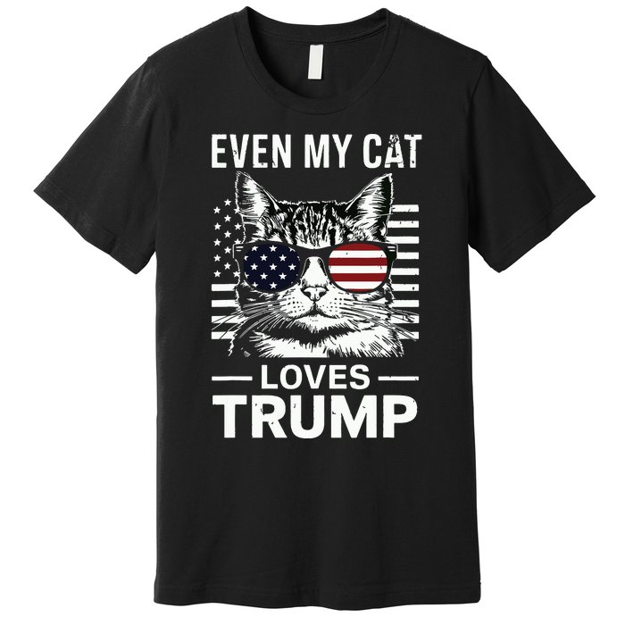 Cat Sunglasses Usa Flag Even My Cat Loves Trump Premium T-Shirt