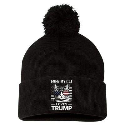 Cat Sunglasses Usa Flag Even My Cat Loves Trump Pom Pom 12in Knit Beanie