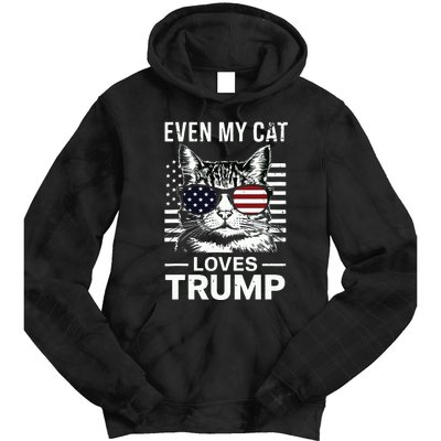 Cat Sunglasses Usa Flag Even My Cat Loves Trump Tie Dye Hoodie