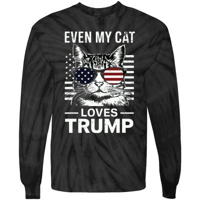 Cat Sunglasses Usa Flag Even My Cat Loves Trump Tie-Dye Long Sleeve Shirt