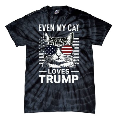 Cat Sunglasses Usa Flag Even My Cat Loves Trump Tie-Dye T-Shirt