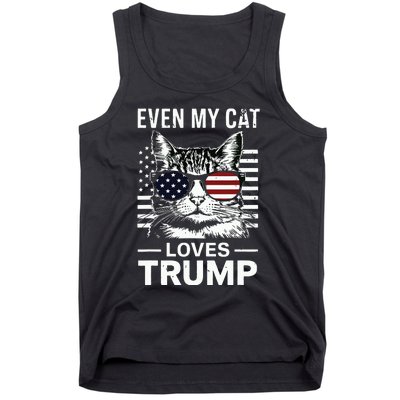 Cat Sunglasses Usa Flag Even My Cat Loves Trump Tank Top