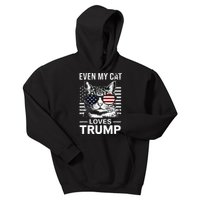 Cat Sunglasses Usa Flag Even My Cat Loves Trump Kids Hoodie