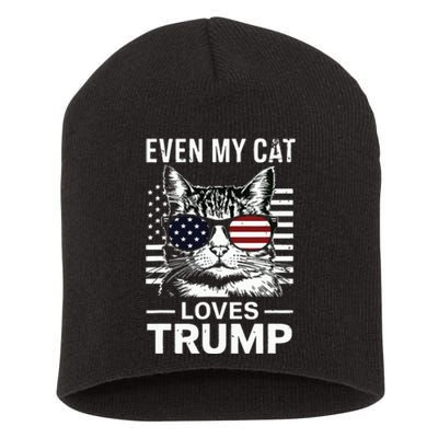 Cat Sunglasses Usa Flag Even My Cat Loves Trump Short Acrylic Beanie