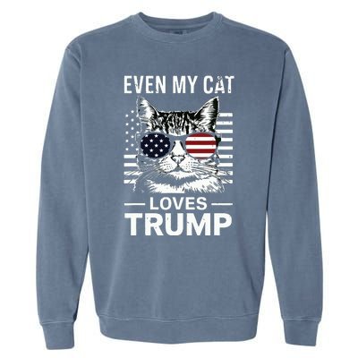 Cat Sunglasses Usa Flag Even My Cat Loves Trump Garment-Dyed Sweatshirt