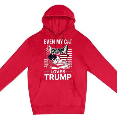 Cat Sunglasses Usa Flag Even My Cat Loves Trump Premium Pullover Hoodie