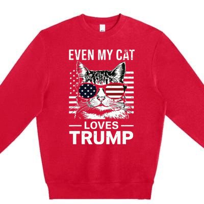 Cat Sunglasses Usa Flag Even My Cat Loves Trump Premium Crewneck Sweatshirt