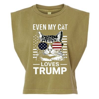 Cat Sunglasses Usa Flag Even My Cat Loves Trump Garment-Dyed Women's Muscle Tee