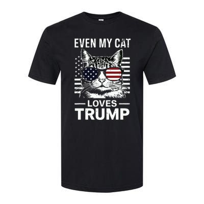 Cat Sunglasses Usa Flag Even My Cat Loves Trump Softstyle CVC T-Shirt