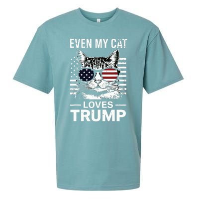 Cat Sunglasses Usa Flag Even My Cat Loves Trump Sueded Cloud Jersey T-Shirt