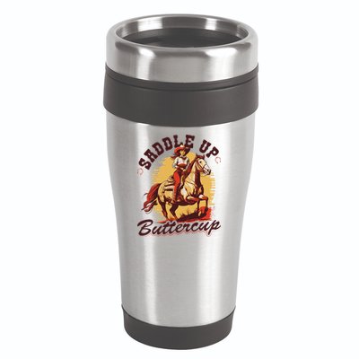 Country Saddle Up Buttercup Bronc Horse Riding Cowgirl 16oz Travel Tumbler