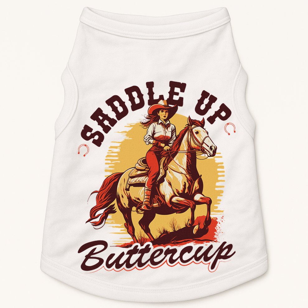 Country Saddle Up Buttercup Bronc Horse Riding Cowgirl Doggie Tank