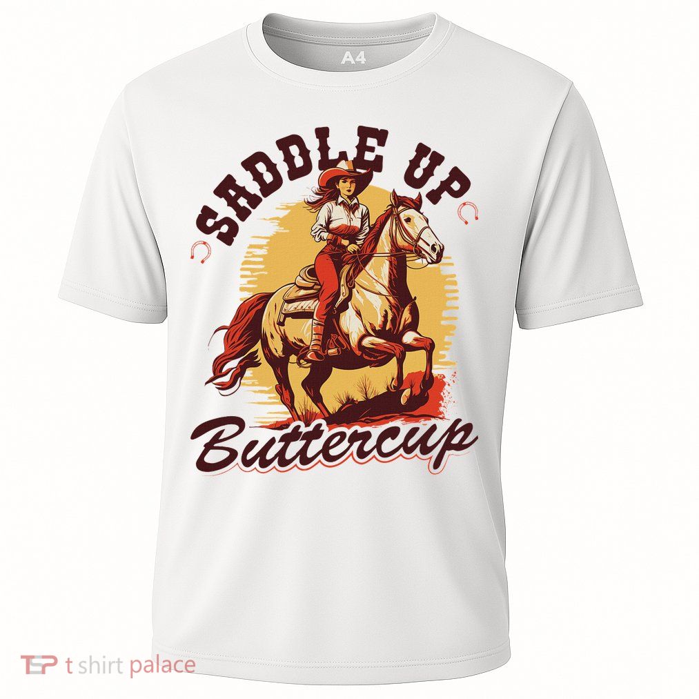 Country Saddle Up Buttercup Bronc Horse Riding Cowgirl Performance Shirt