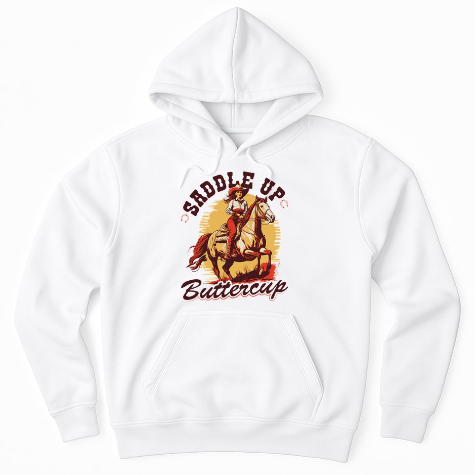 Country Saddle Up Buttercup Bronc Horse Riding Cowgirl Hoodie