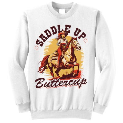 Country Saddle Up Buttercup Bronc Horse Riding Cowgirl Sweatshirt