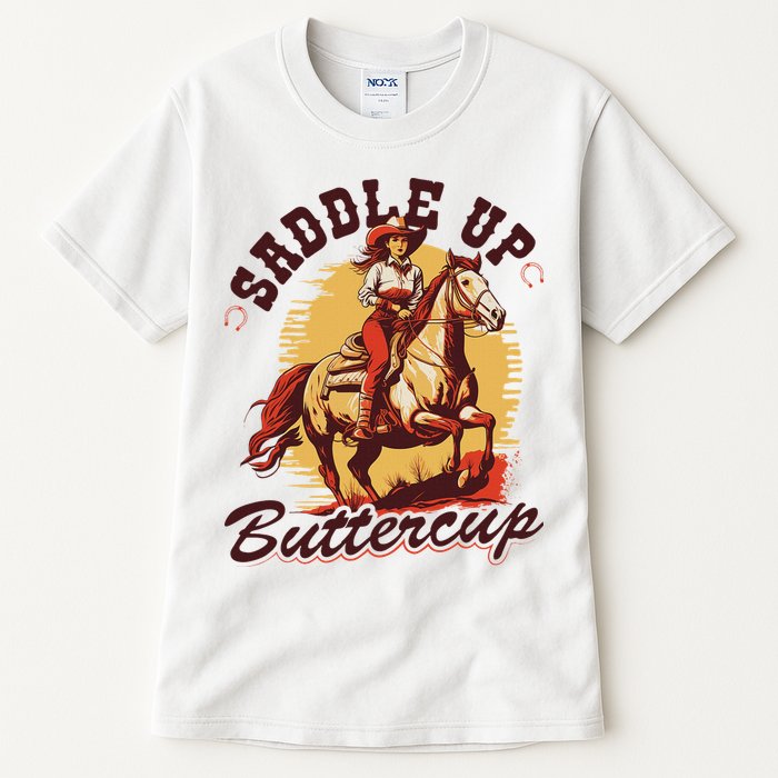 Country Saddle Up Buttercup Bronc Horse Riding Cowgirl Tall T-Shirt