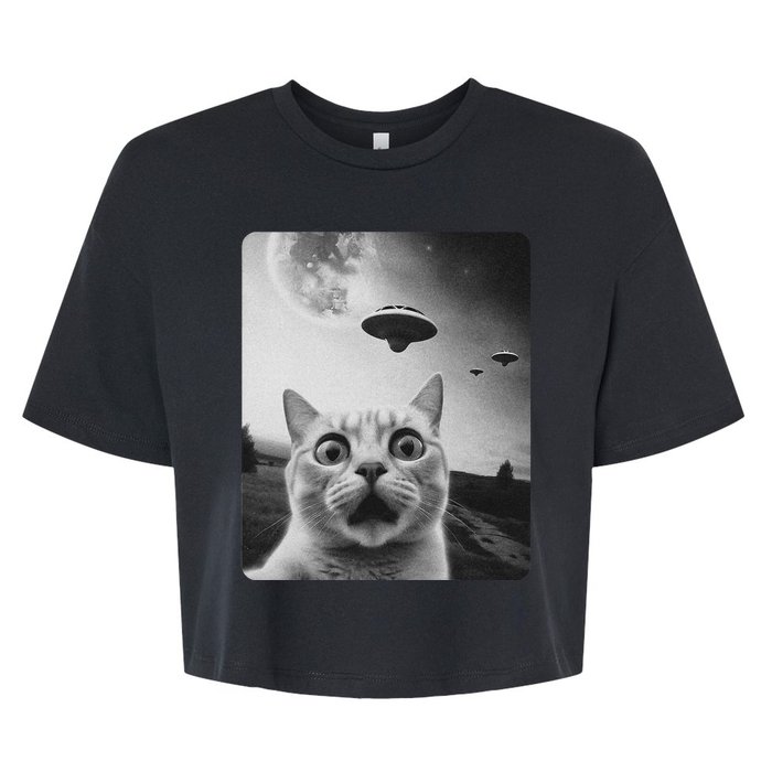 Cat Selfie Ufo Bella+Canvas Jersey Crop Tee