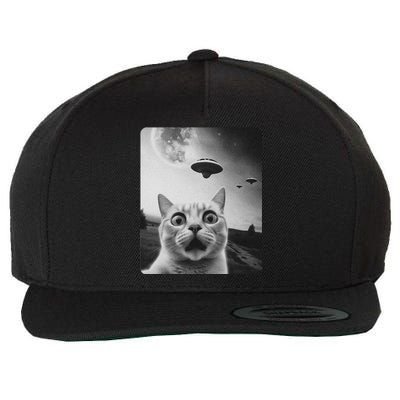 Cat Selfie Ufo Wool Snapback Cap