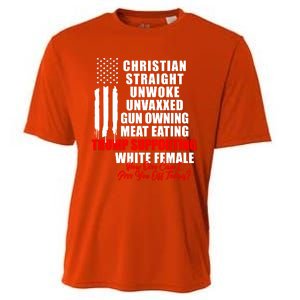 Christian Straight Unwoke Unvaxxed Gun Owning Meat Eating Trump Supporter Female Cooling Performance Crew T-Shirt