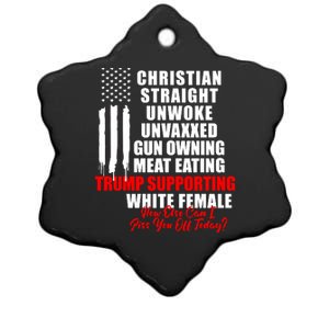 Christian Straight Unwoke Unvaxxed Gun Owning Meat Eating Trump Supporter Female Ceramic Star Ornament