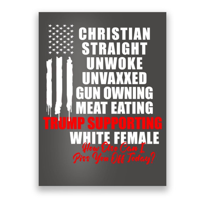 Christian Straight Unwoke Unvaxxed Gun Owning Meat Eating Trump Supporter Female Poster