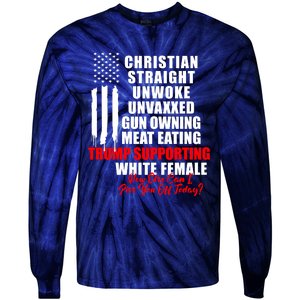 Christian Straight Unwoke Unvaxxed Gun Owning Meat Eating Trump Supporter Female Tie-Dye Long Sleeve Shirt