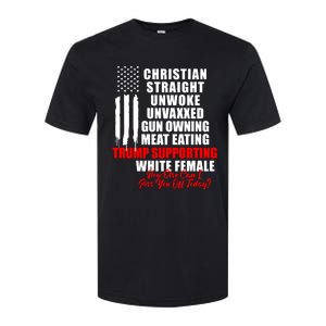 Christian Straight Unwoke Unvaxxed Gun Owning Meat Eating Trump Supporter Female Softstyle CVC T-Shirt