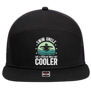 Cool Swim Uncle Of A Swimmer Uncle Swimming Uncle Great Gift 7 Panel Mesh Trucker Snapback Hat