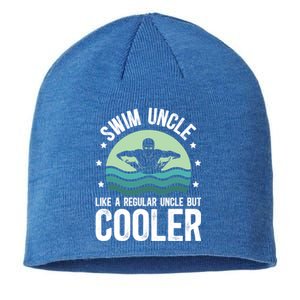 Cool Swim Uncle Of A Swimmer Uncle Swimming Uncle Great Gift Sustainable Beanie