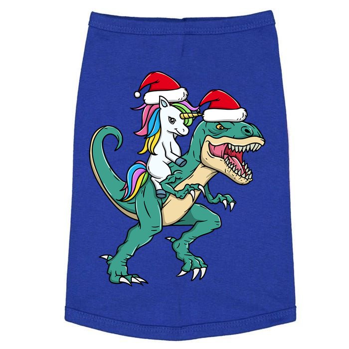 Cute Santa Unicorn Riding Trex Christmas Dinosaur Dino Gift Doggie Tank