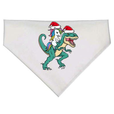 Cute Santa Unicorn Riding Trex Christmas Dinosaur Dino Gift USA-Made Doggie Bandana