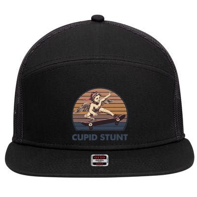 Cupid Stunt Unhinged Cringe Funny Inappropriate Embarrassing Gift 7 Panel Mesh Trucker Snapback Hat