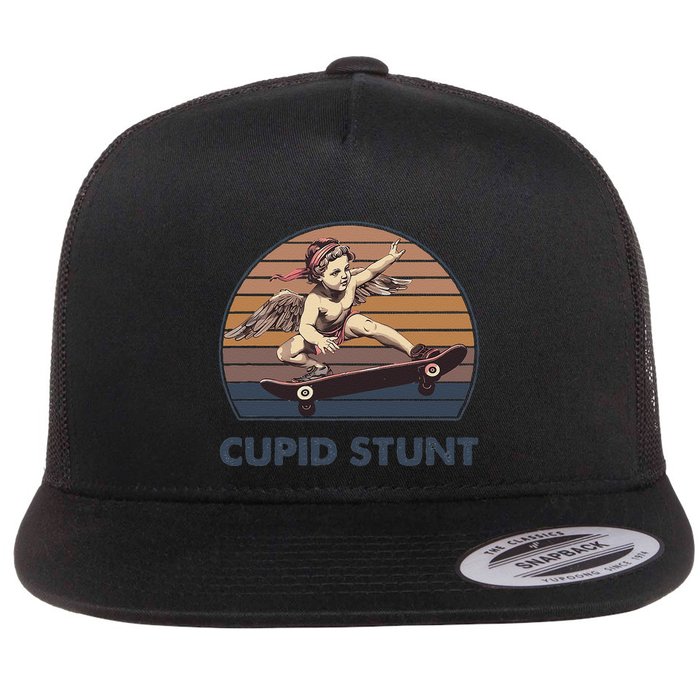 Cupid Stunt Unhinged Cringe Funny Inappropriate Embarrassing Gift Flat Bill Trucker Hat